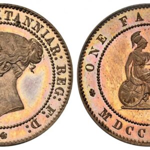 World Coins ("GREAT BRITAIN. Victoria. (Queen, 1837-1901). 1859 Nickel-Bronze Pattern Farthing. NGC PR66? RD (Red) Cameo. VICTORIA D:G: BRITANNIAR: REG: F:D. Young head with double fillet; rose beneath within ""cartwheel"" border / ONE FARTHING * MDCCCLIX *. Britann)