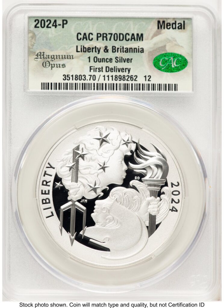 2024-P Modern Bullion Coins (2024-P Proof Silver Medal Liberty & Britannia 1 oz First Delivery Magnum Opus)